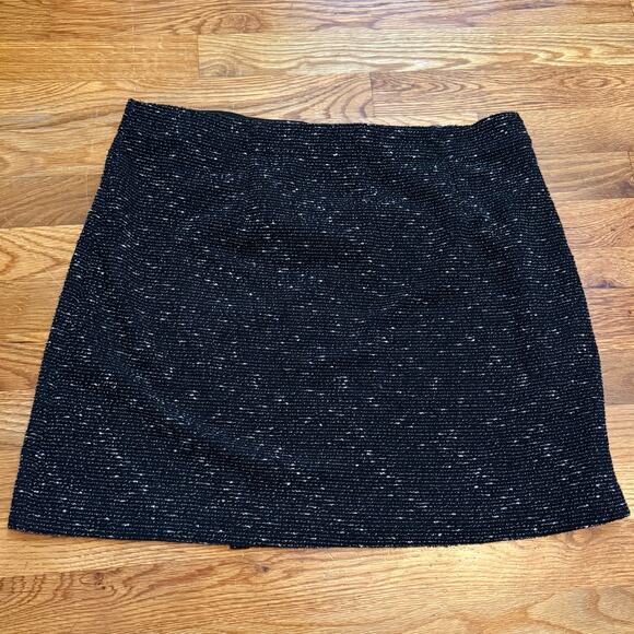 Max Studio Women’s XL Black White Tweed Wrap Mini Skirt Dark Academia Professor - Picture 5 of 7
